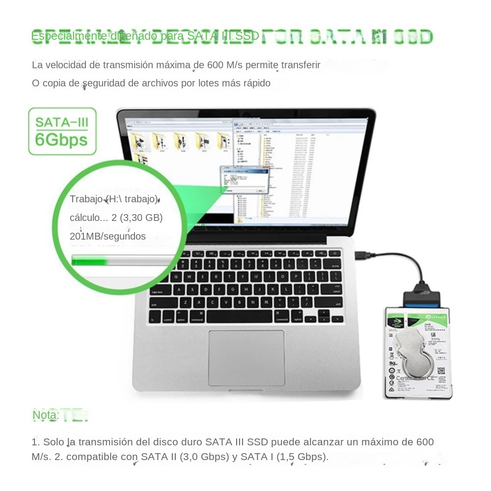Cable USB 3.0 SATA 3 de 30 cm, - Sata Ssd reseña y precio
