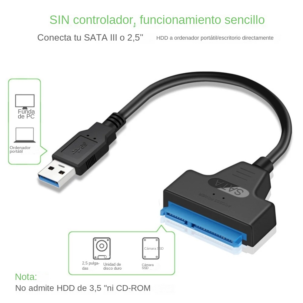 Cable USB 3.0 SATA 3 de 30 cm, - Sata Ssd reseña y precio